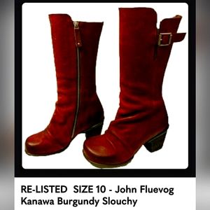 Now AVAILABLE Size 10 - John Fluevog Kanawa Burgundy Slouchy  $700